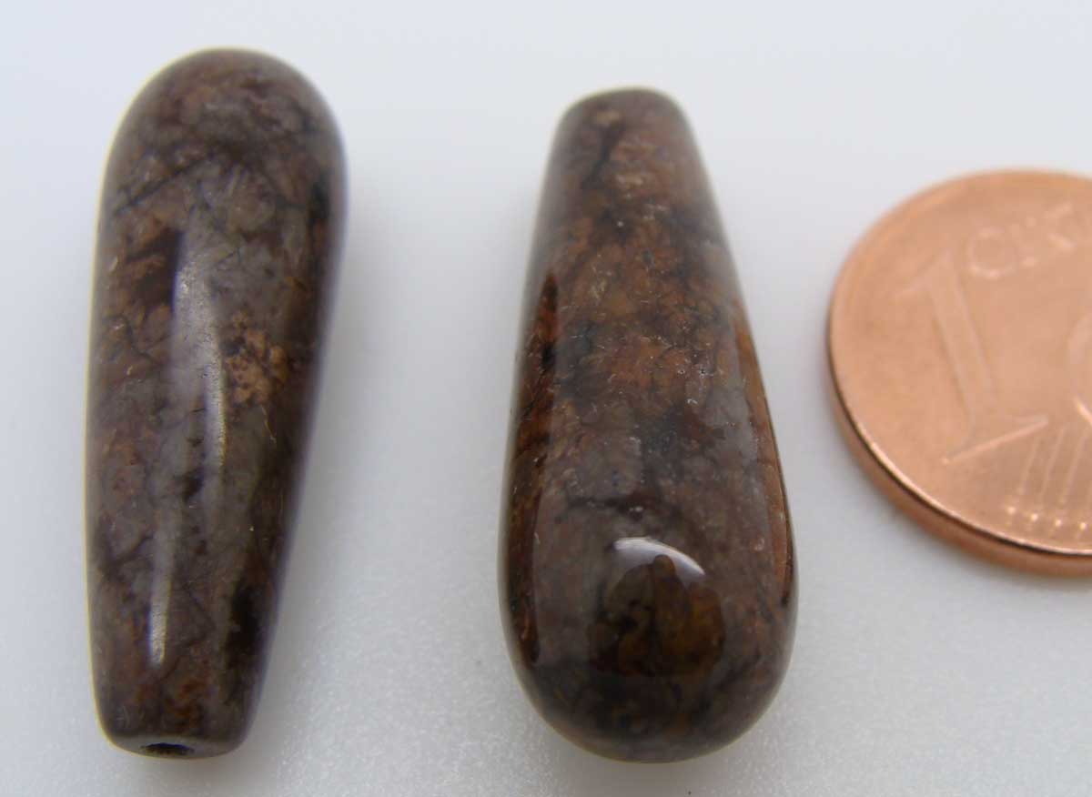 perle pierre marron demi-perce goutte 24mm 10