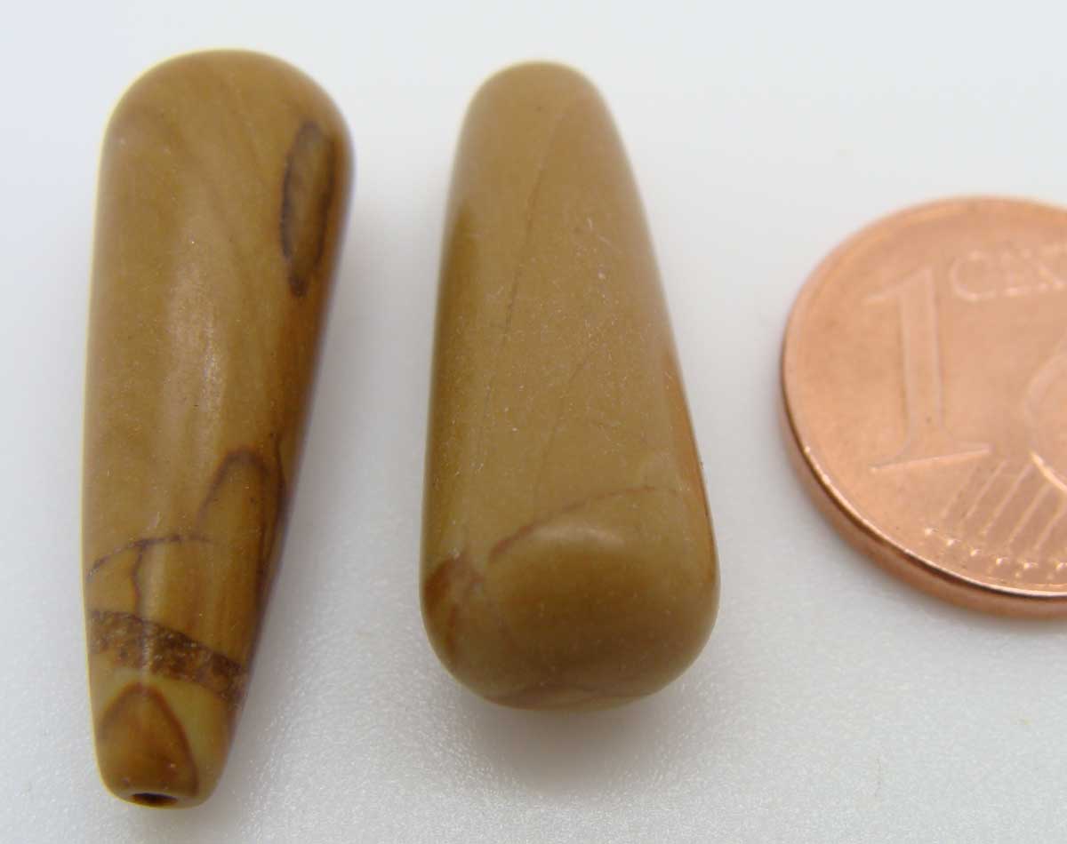perle pierre marron veiné demi-perce goutte 24mm 11