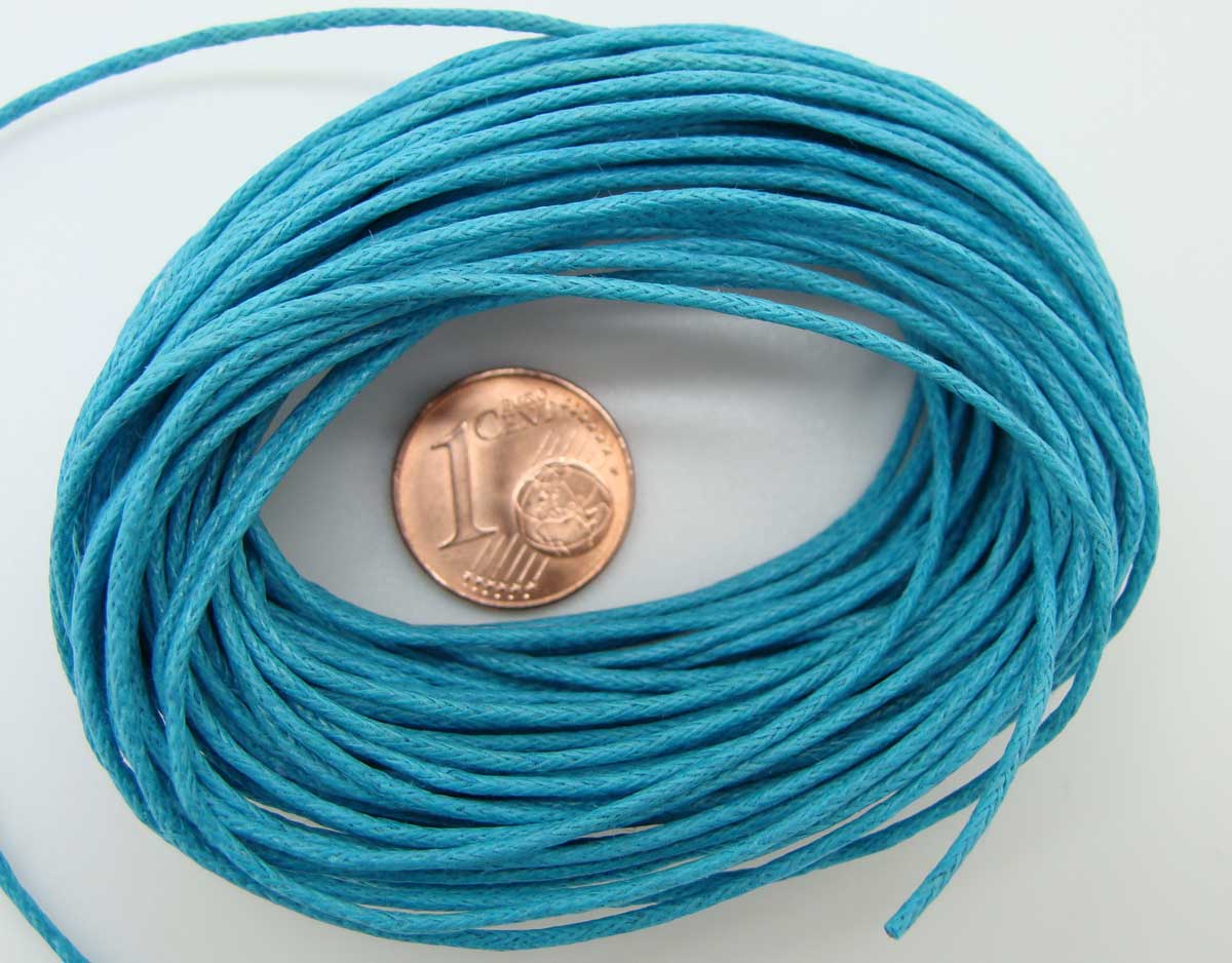 fil coton cire 1mm bleu echeveau 10m