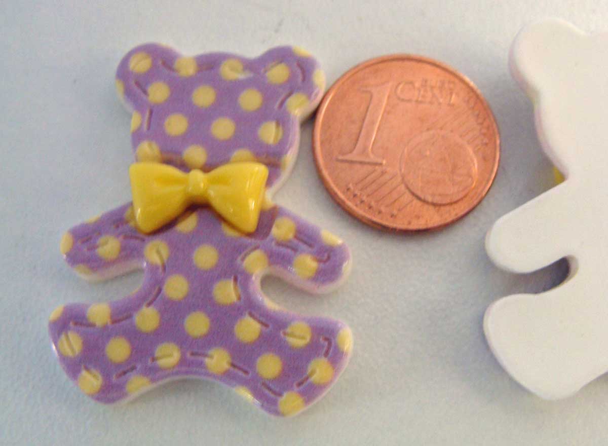 embellissement resine ourson mauve