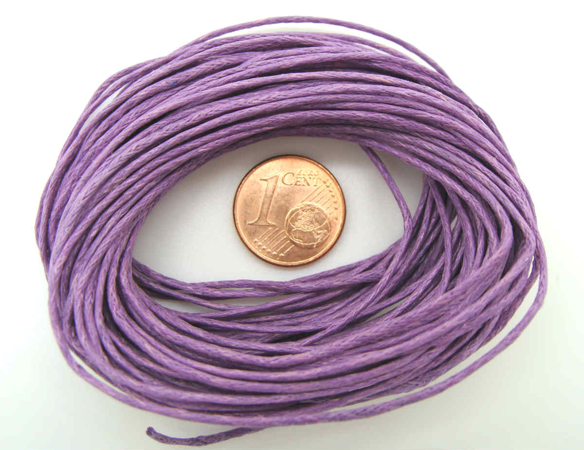 fil coton cire 1mm violet cordon