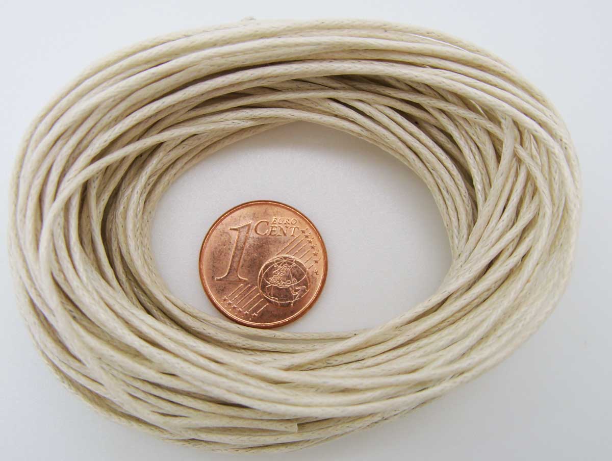 fil coton cire 1mm ecru cordon