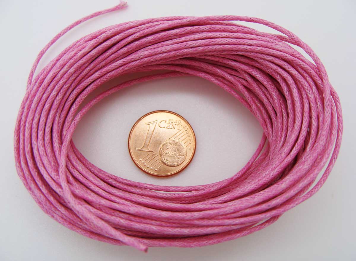 fil coton cire 1mm rose fonce cordon