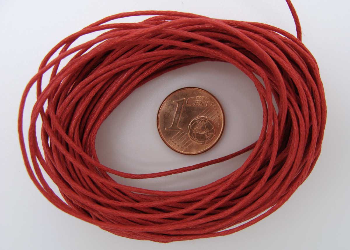 fil coton cire 1mm rouge cordon
