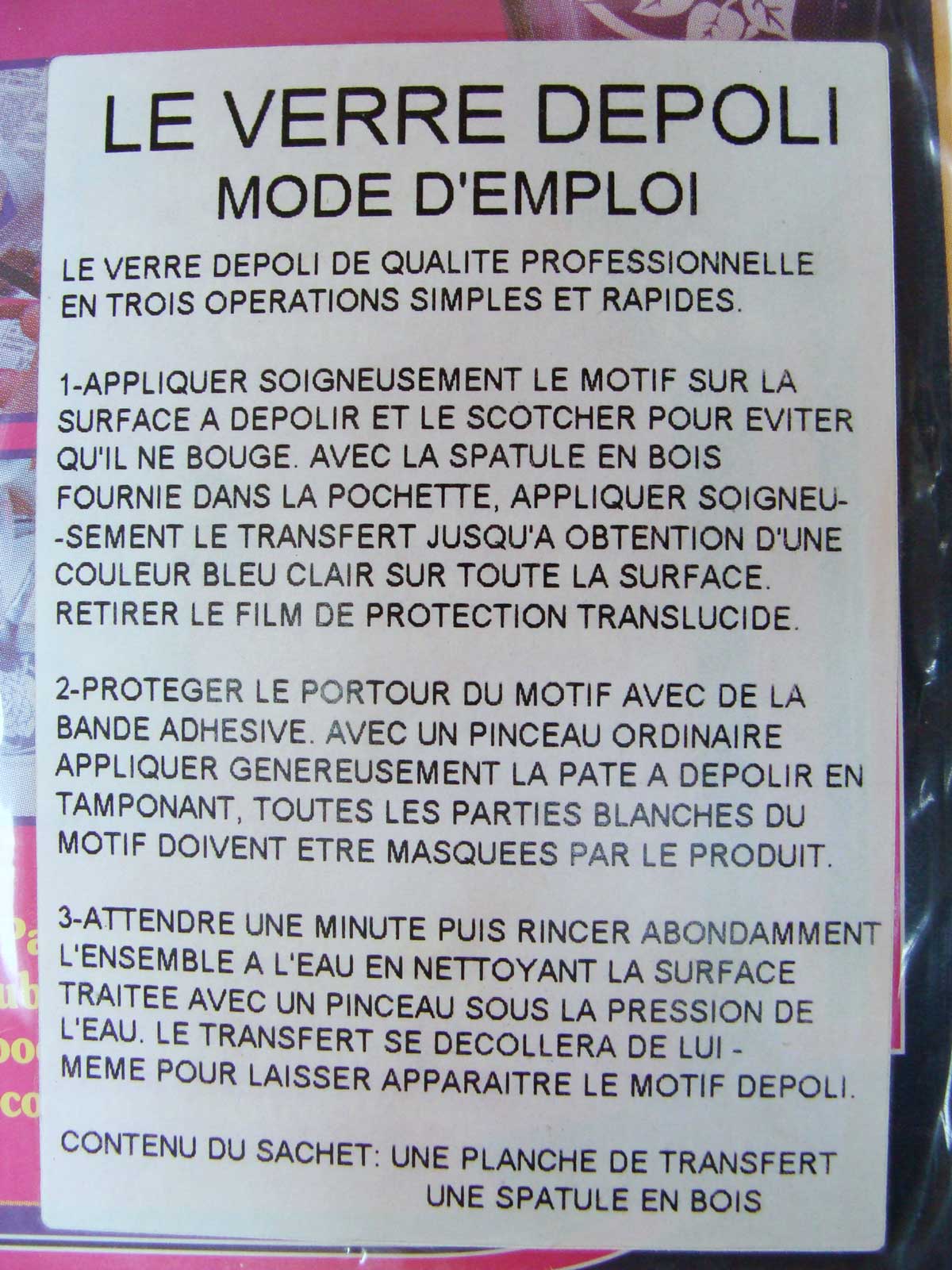 pochoir verre depoli mode emploi