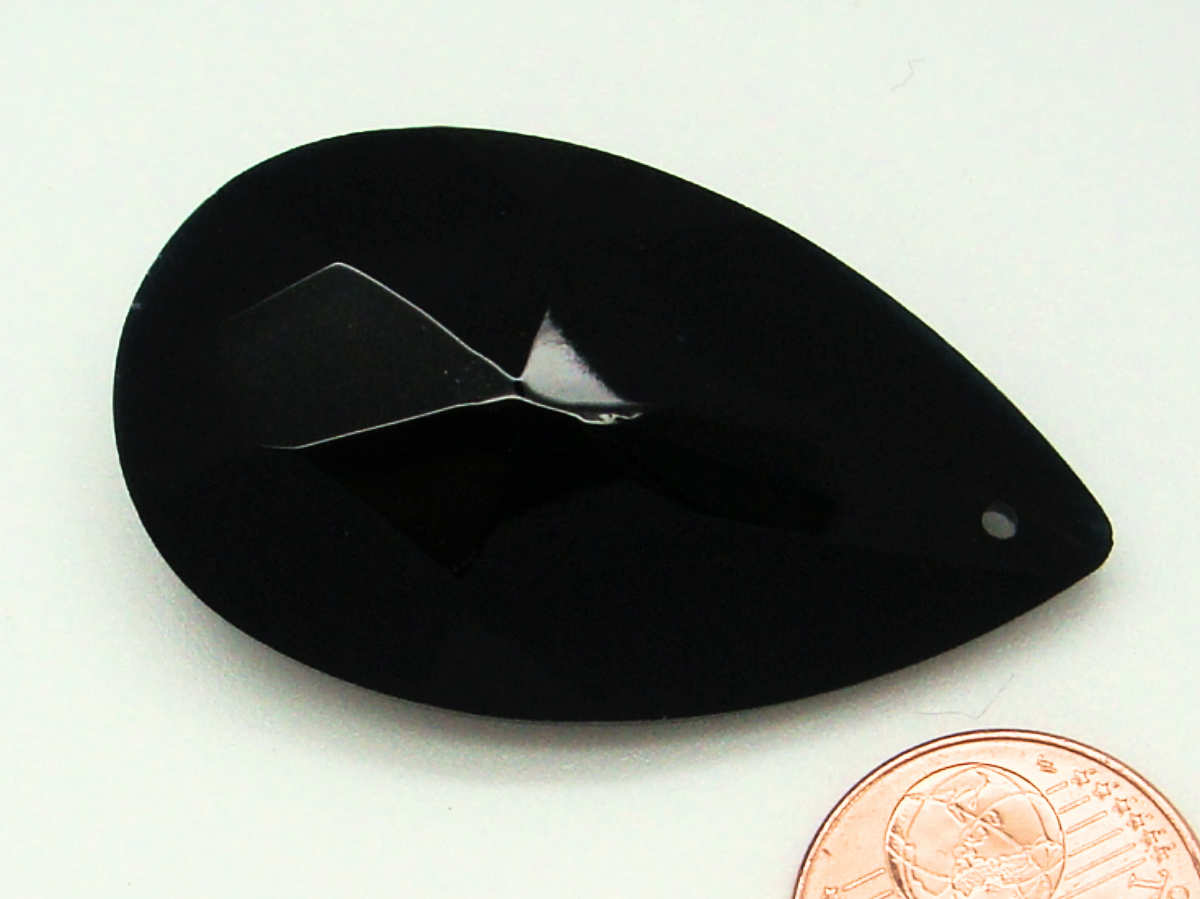pendentif goutte noir 37mm verre simple