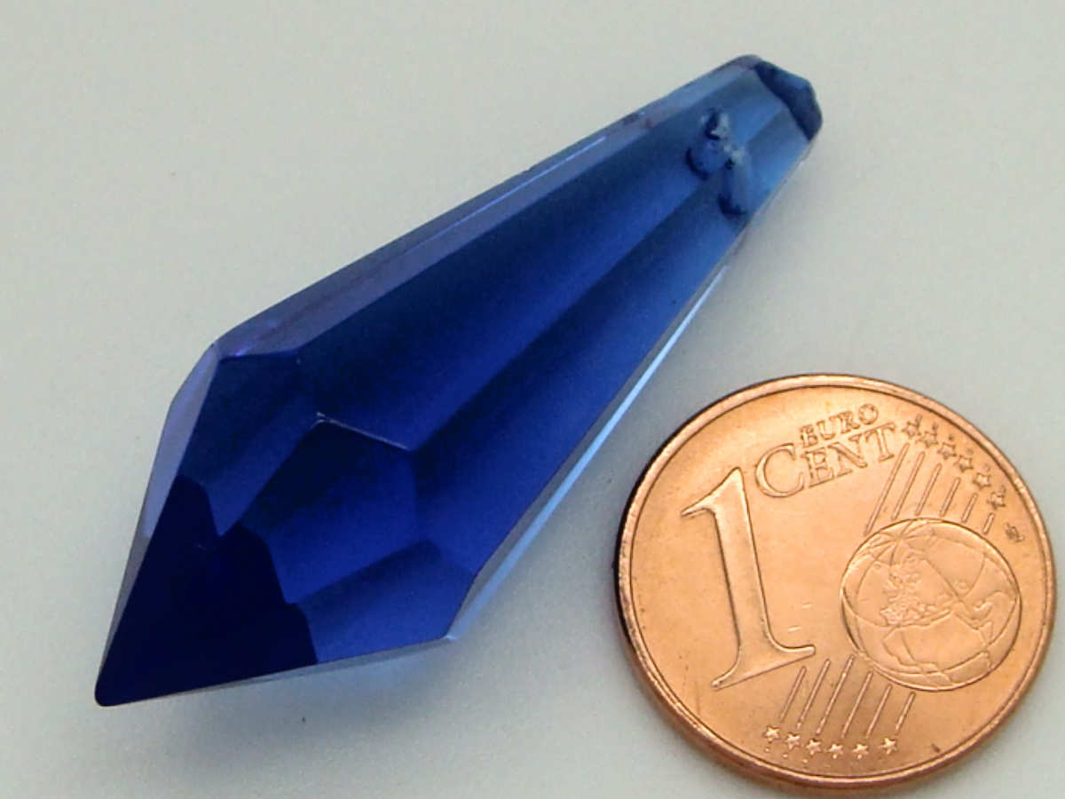 pendentif pointe bleu 37mm verre simple