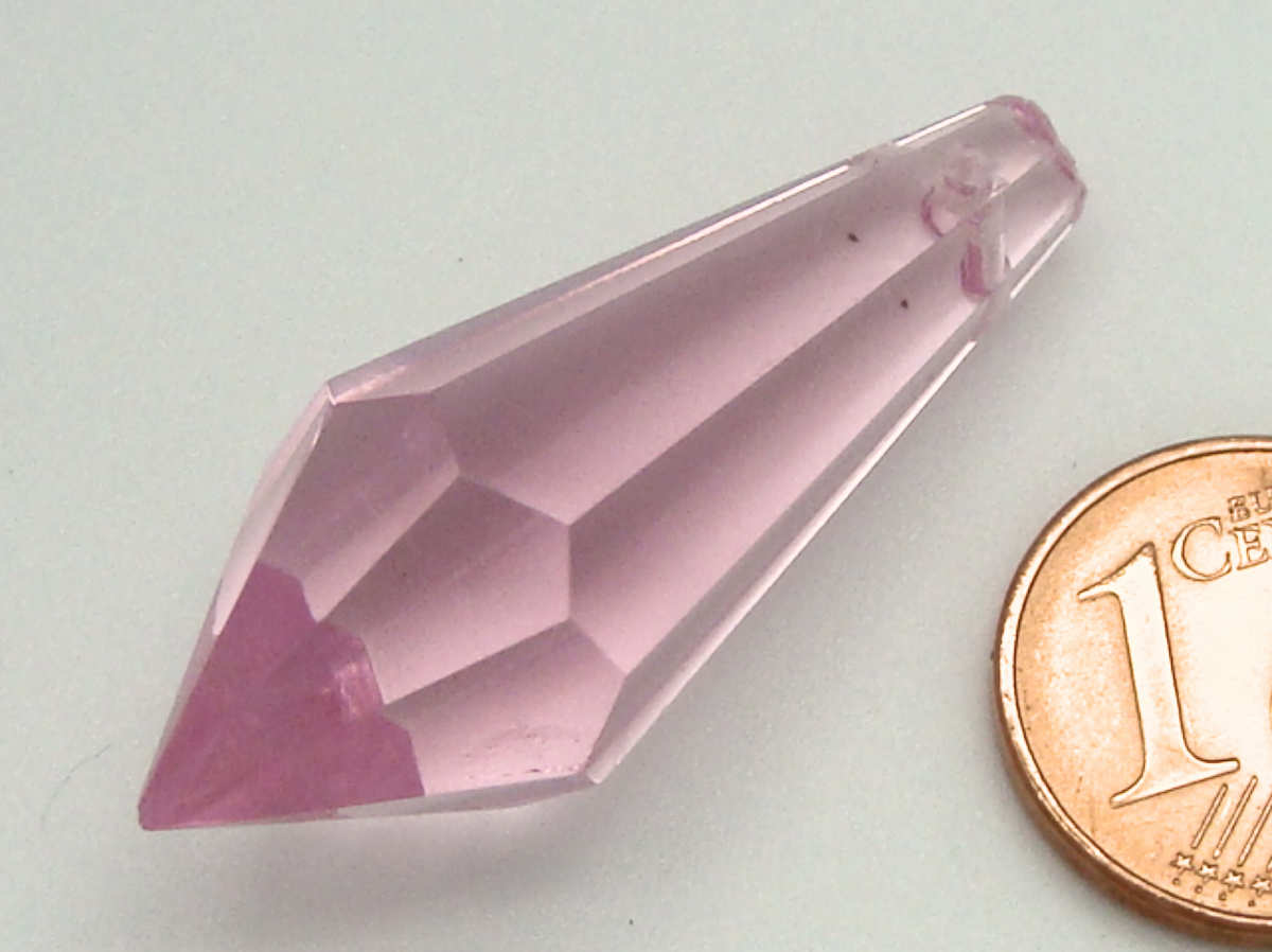 pendentif pointe rose 37mm verre simple