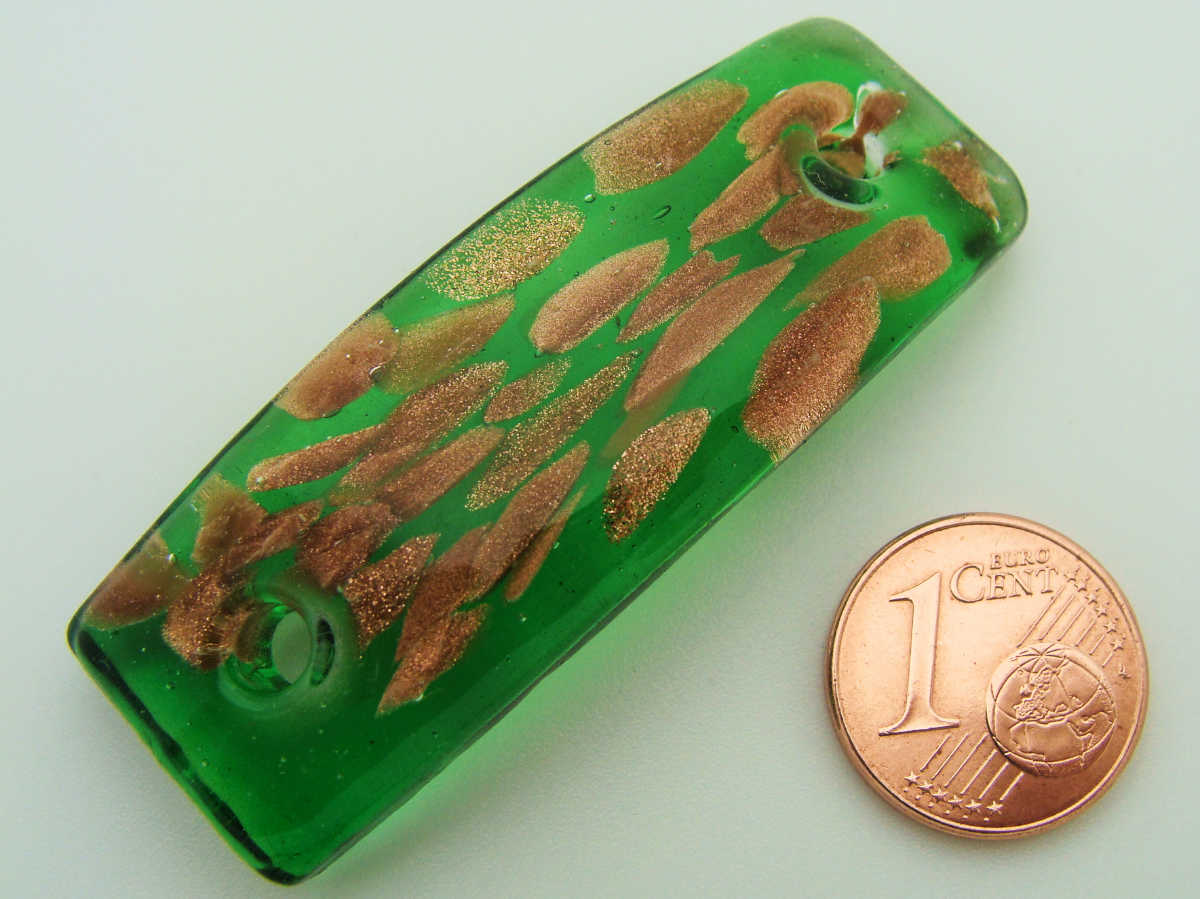 plaque bracelet verre vert dore