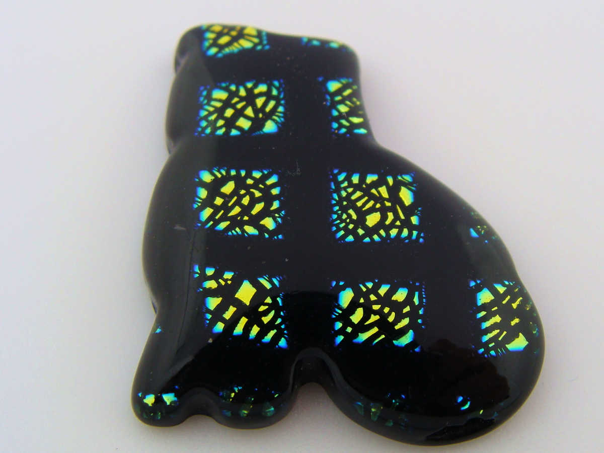 cabochon chat verre dichroique 154