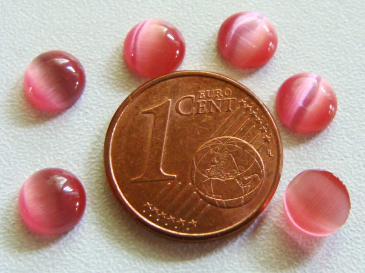 cabochon oeil-chat 6mm rose fonce
