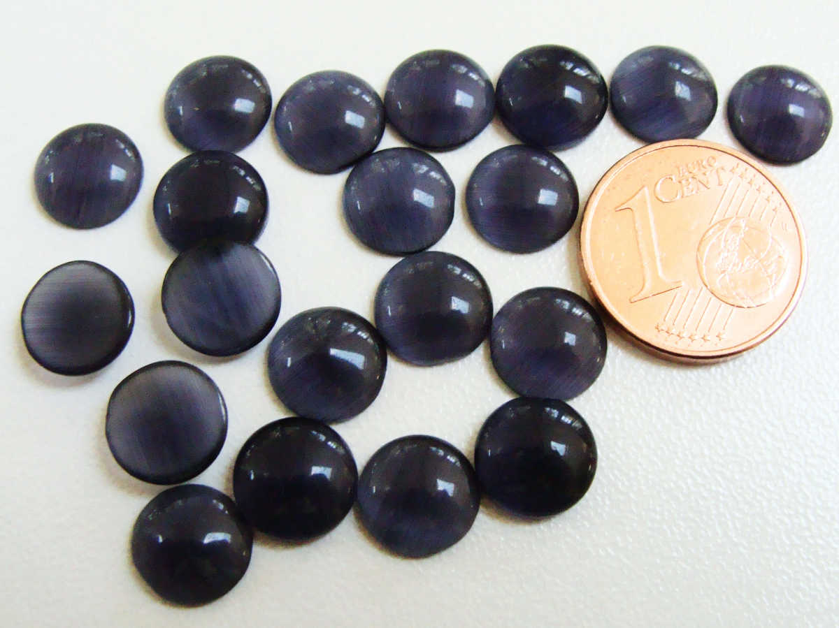 cabochon oeil de chat 8mm noir violet