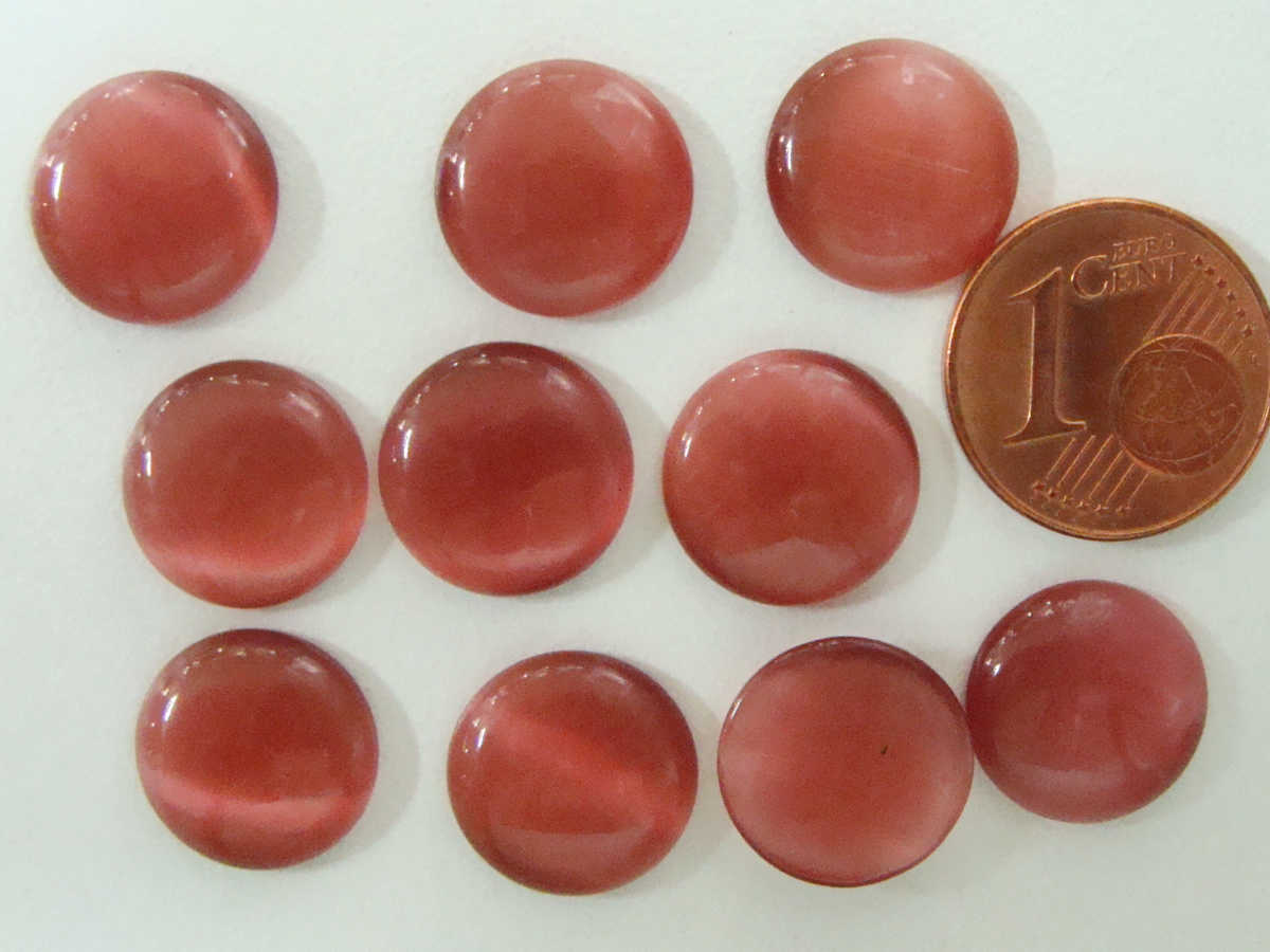 cabochon oeil de chat 12mm rose fonce