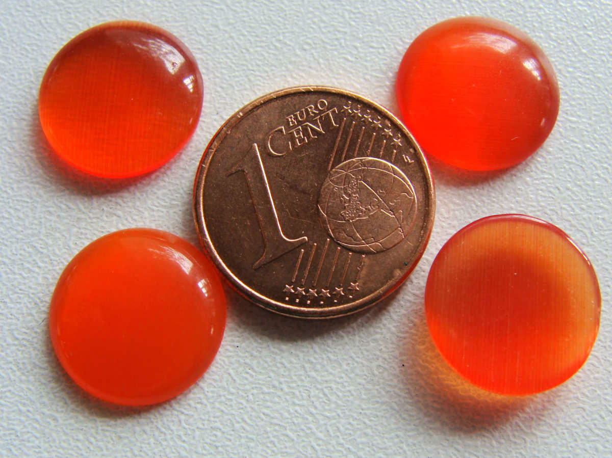 cabochon oeil de chat 12mm orange fonce