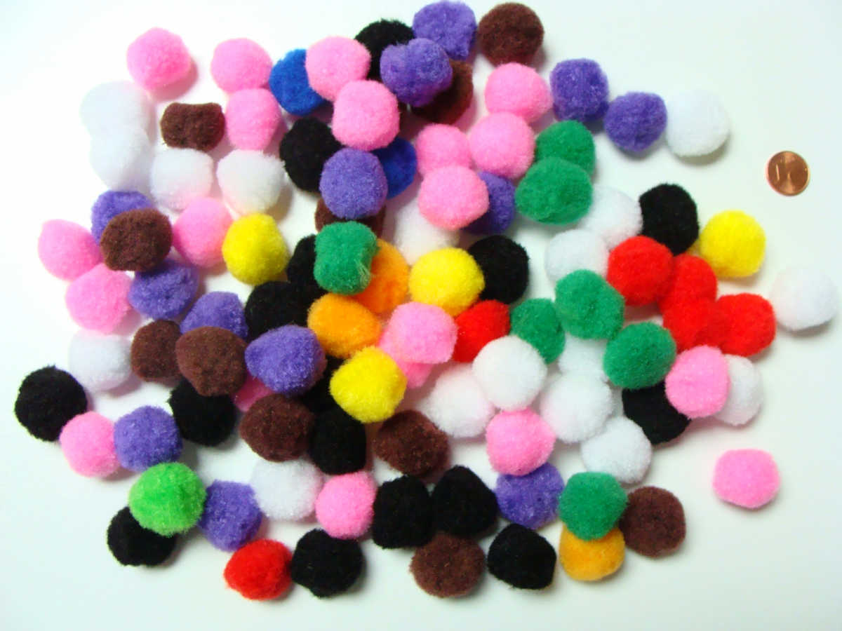 pompon polyester rond 22mm mix