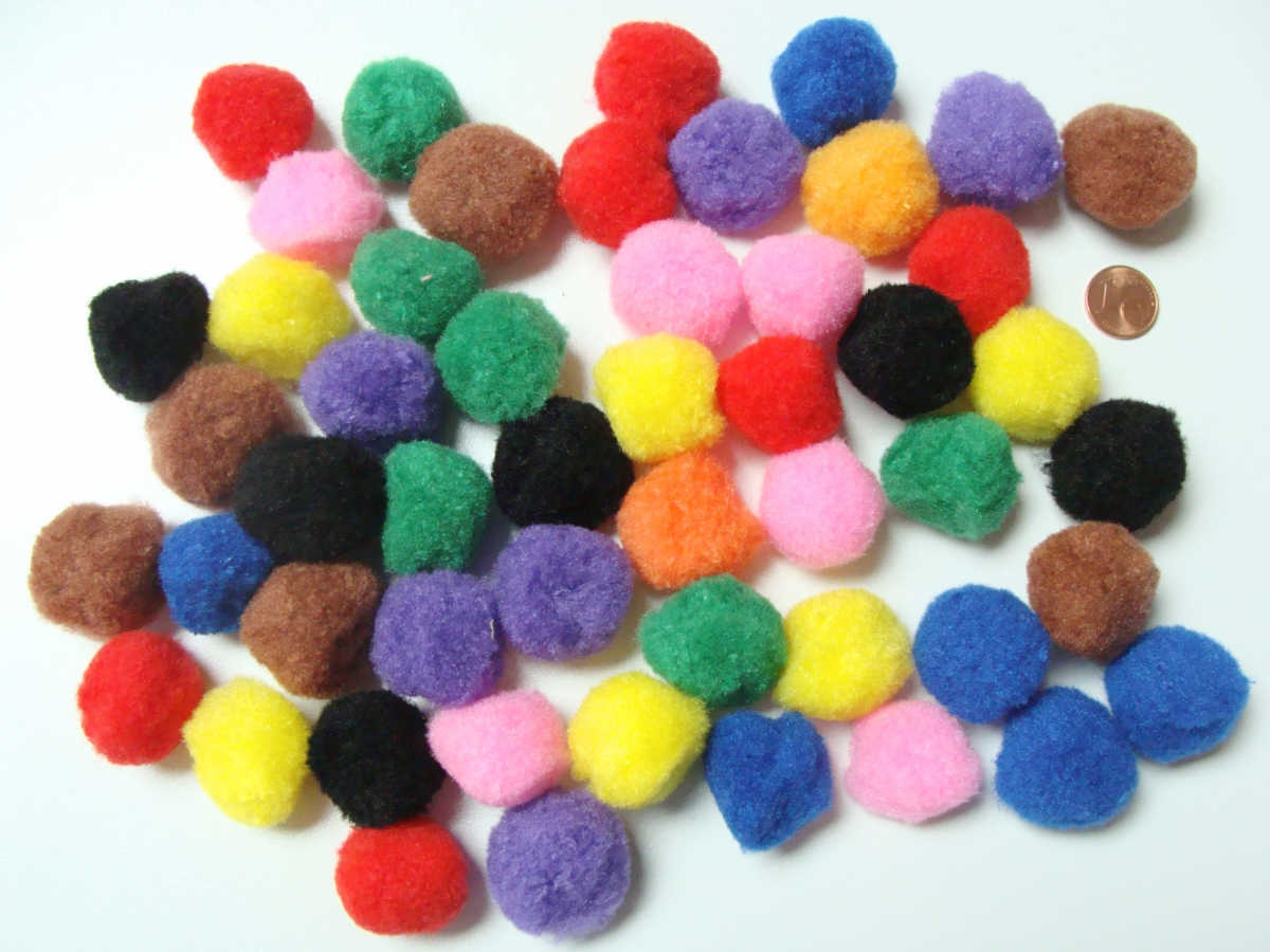 pompon polyester rond 26mm mix