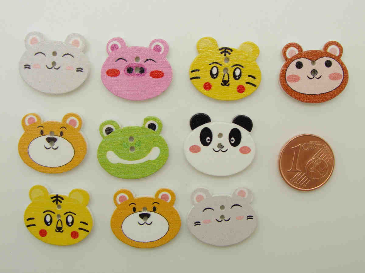 bouton tete animaux bois imprime mod22