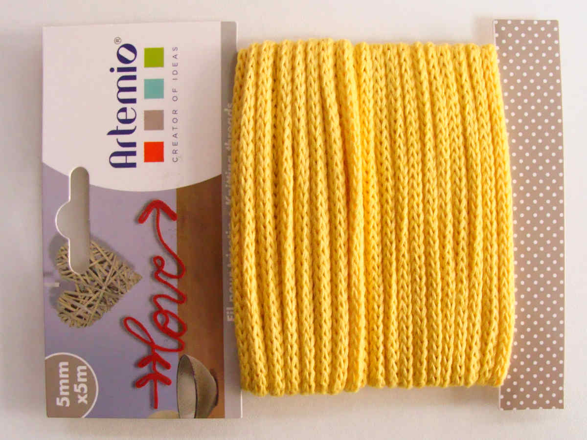 Tricotin fil tricoté 5mm cordon Jaune par 5 mètres Artemio - MERCERIE/ Tricotin - FondBaie