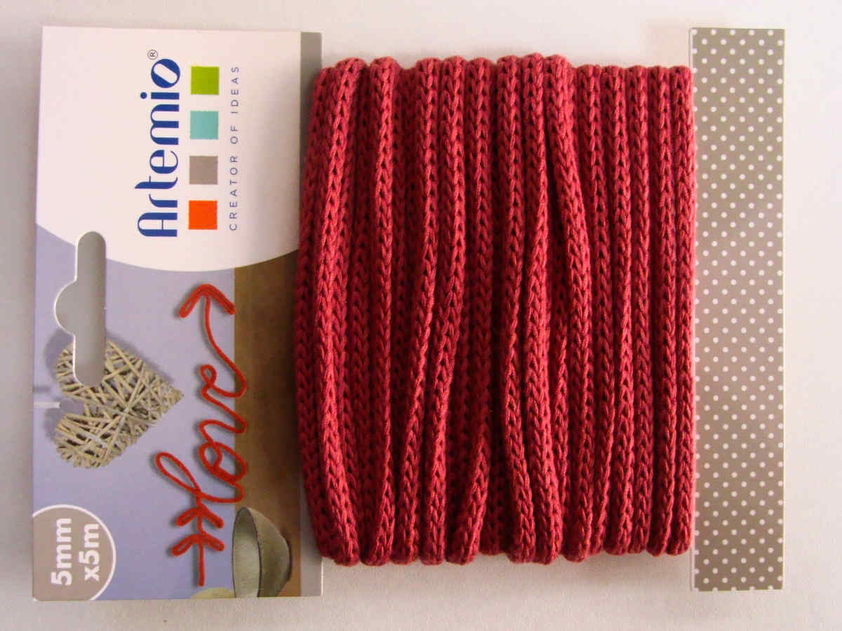 Tricotin fil tricoté 5mm cordon Rouge Foncé par 5 mètres Artemio - MERCERIE/ Tricotin - FondBaie