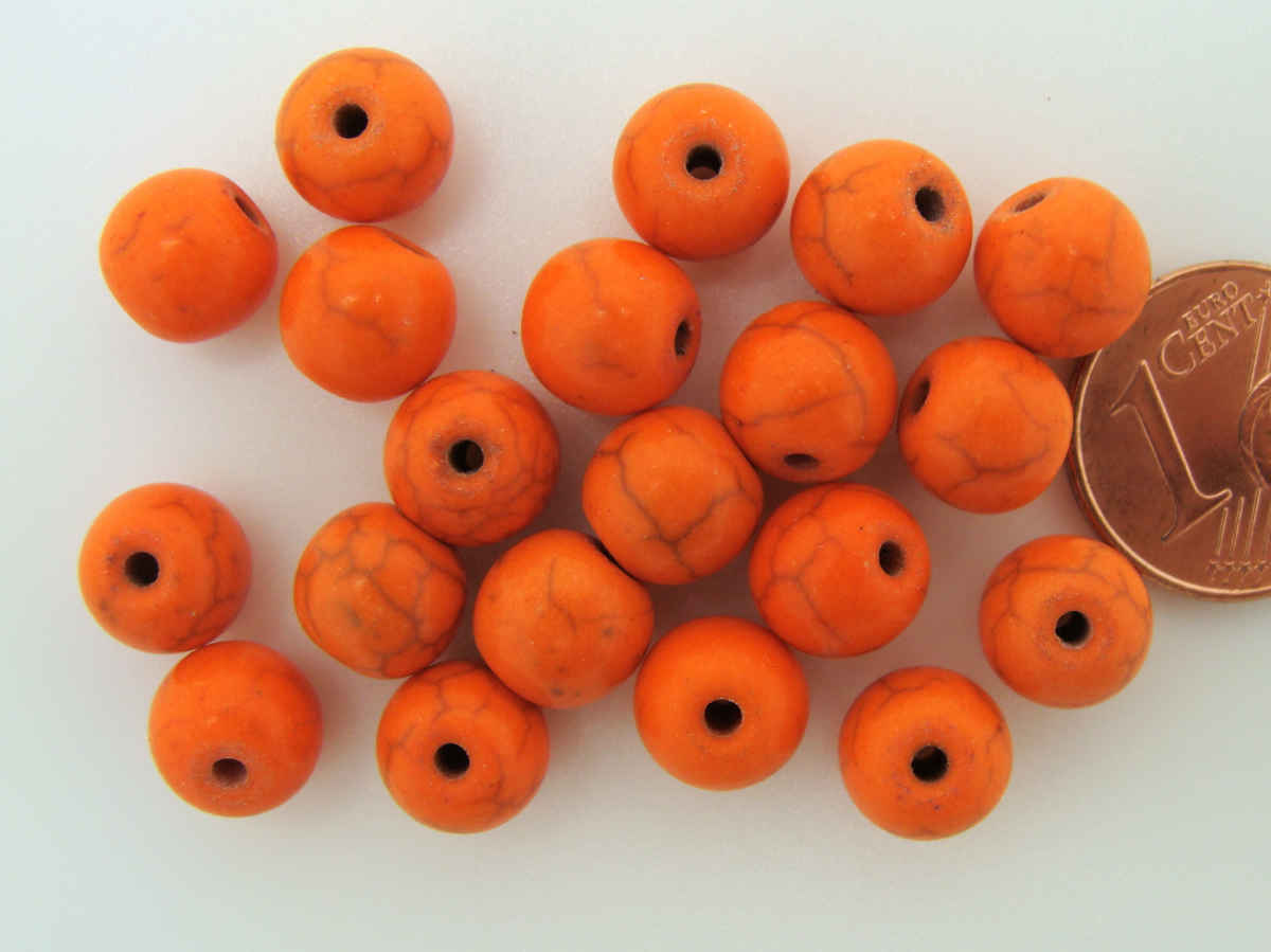 perle pierre synthetique 8mm orange pier65