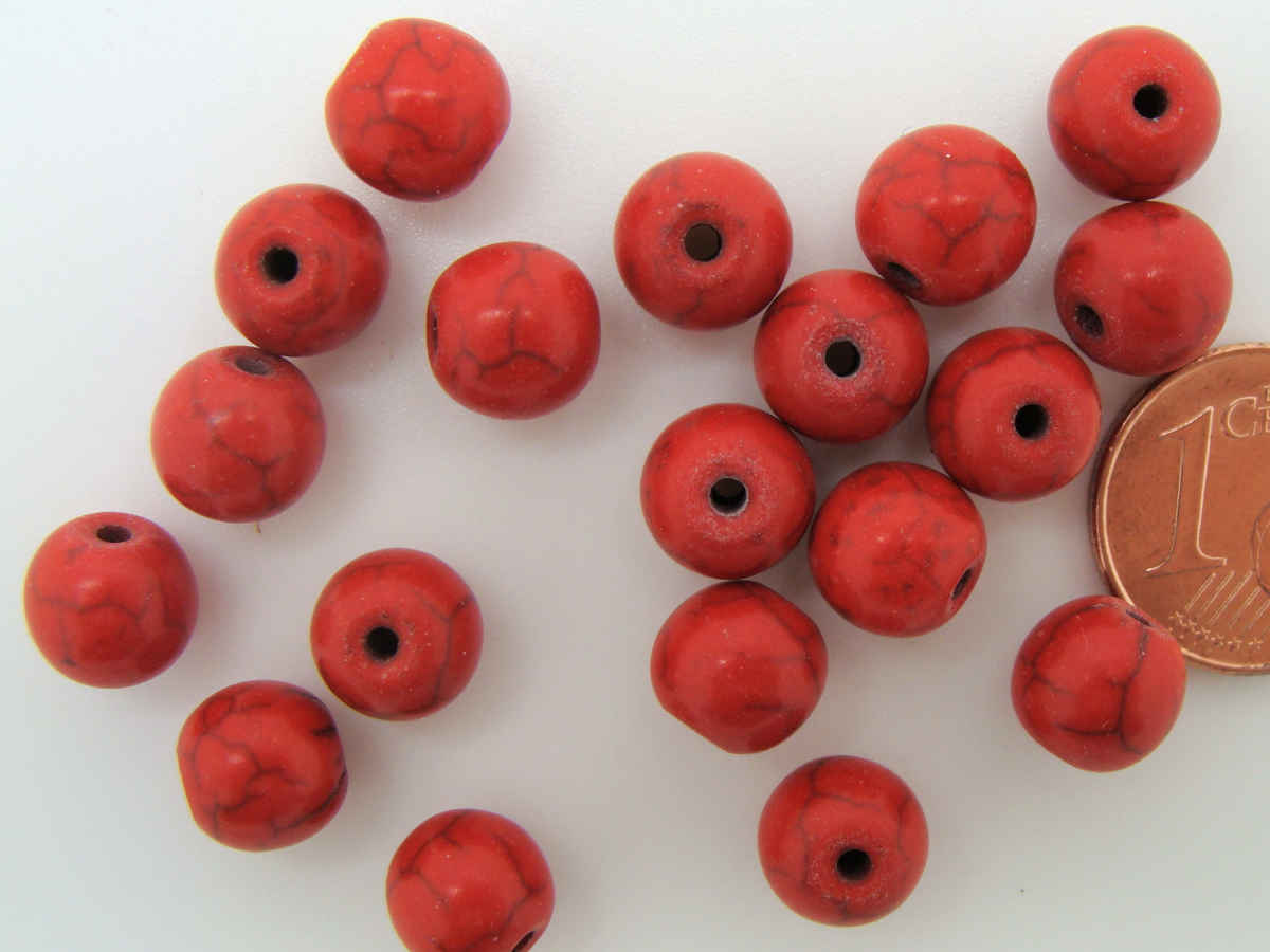 perle pierre synthetique 8mm rouge pier67