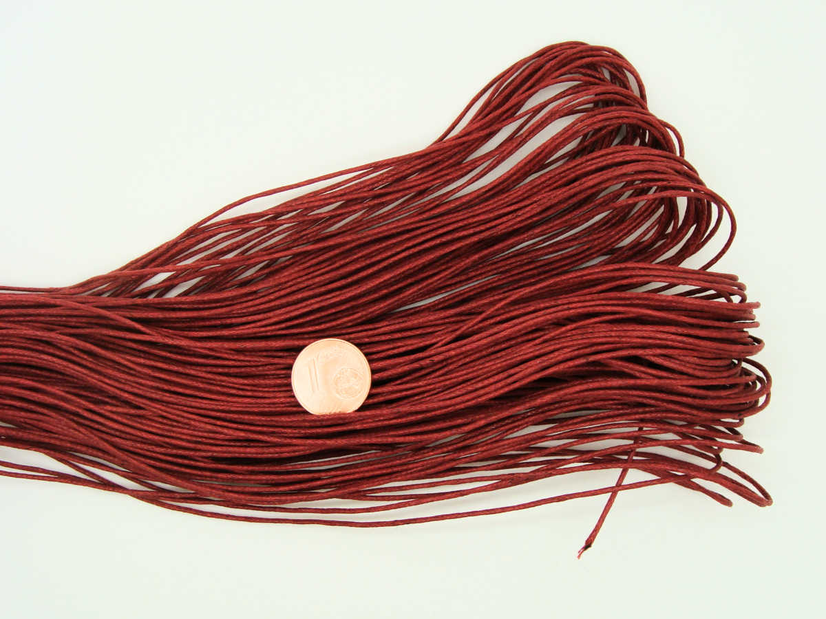 fil cordon coton cire 1mm rouge fonce echeveau