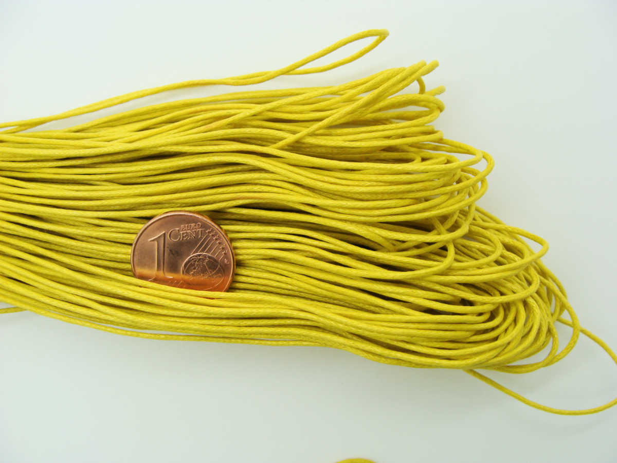 fil cordon coton cire 1mm jaune echeveau