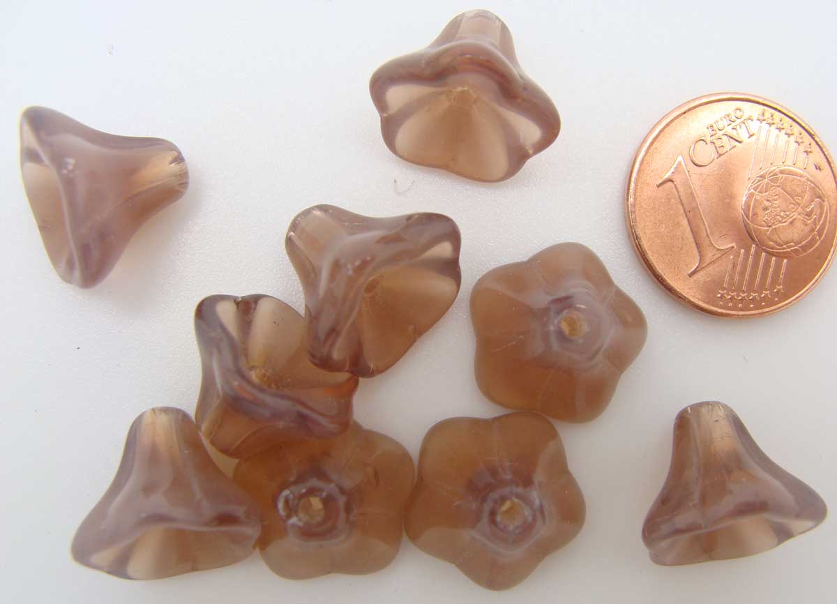perle cone 12mm fleur marron