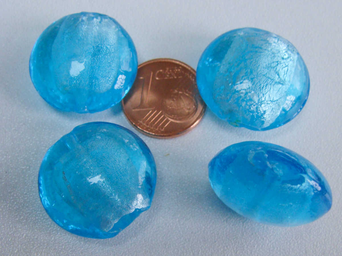 perle galet 20mm murano bleu