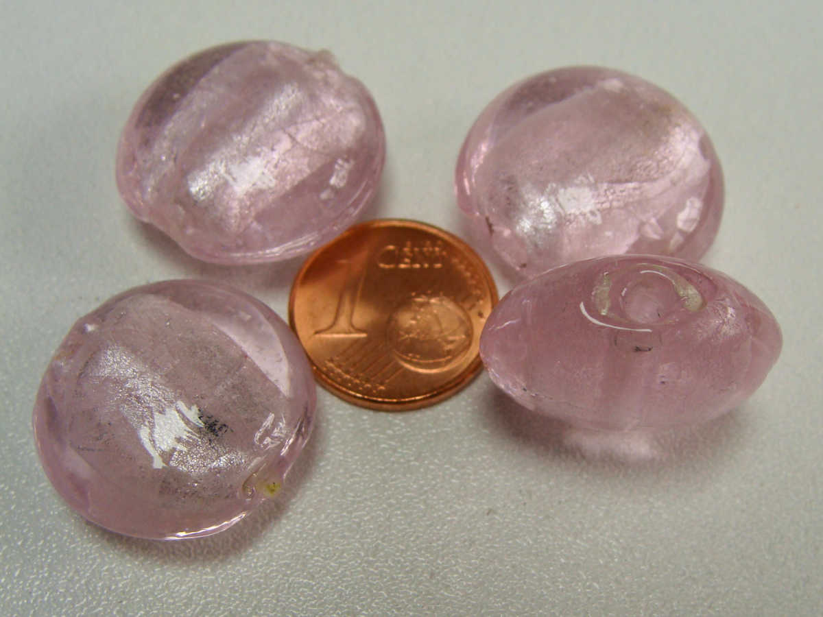 perle galet 20mm murano rose