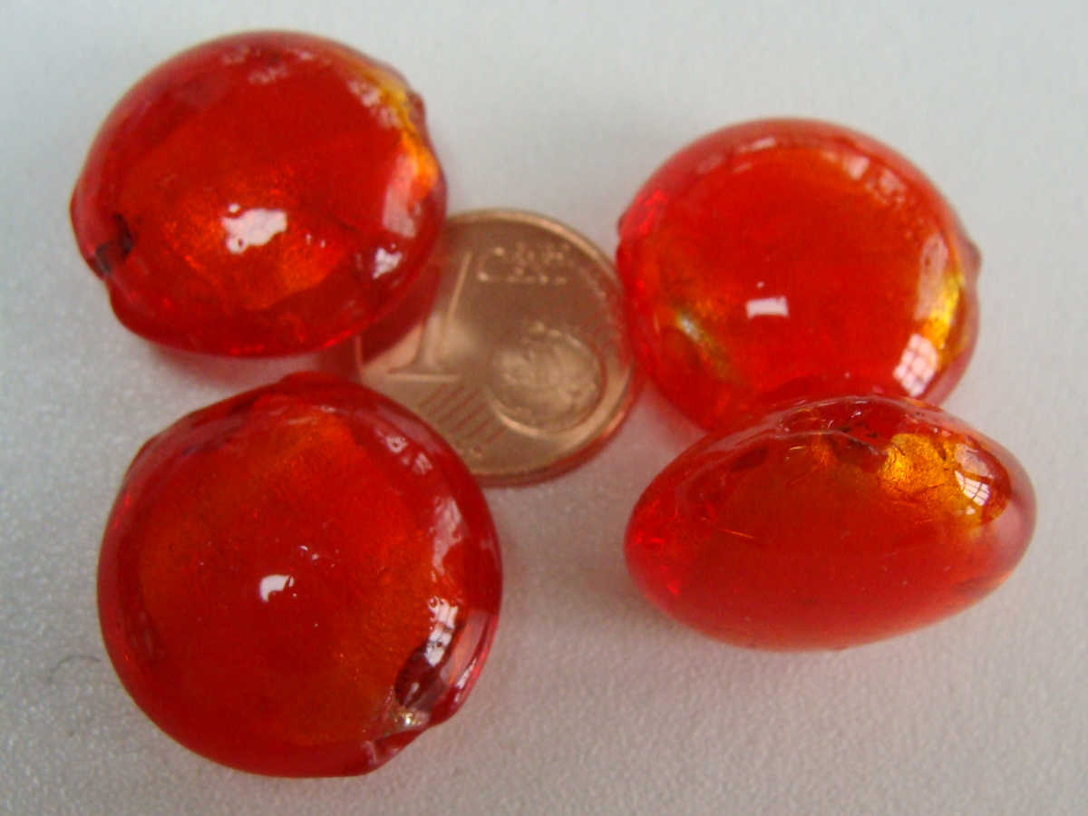 perle galet 20mm murano rouge