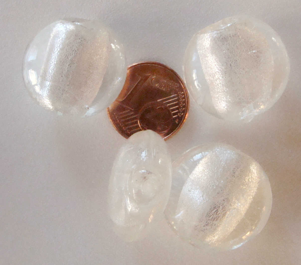 perle galet 20mm murano transparent