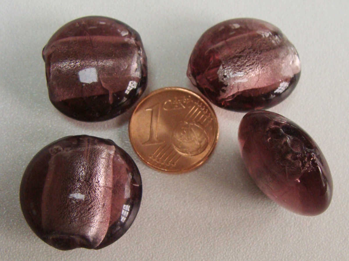 perle galet 20mm murano violet