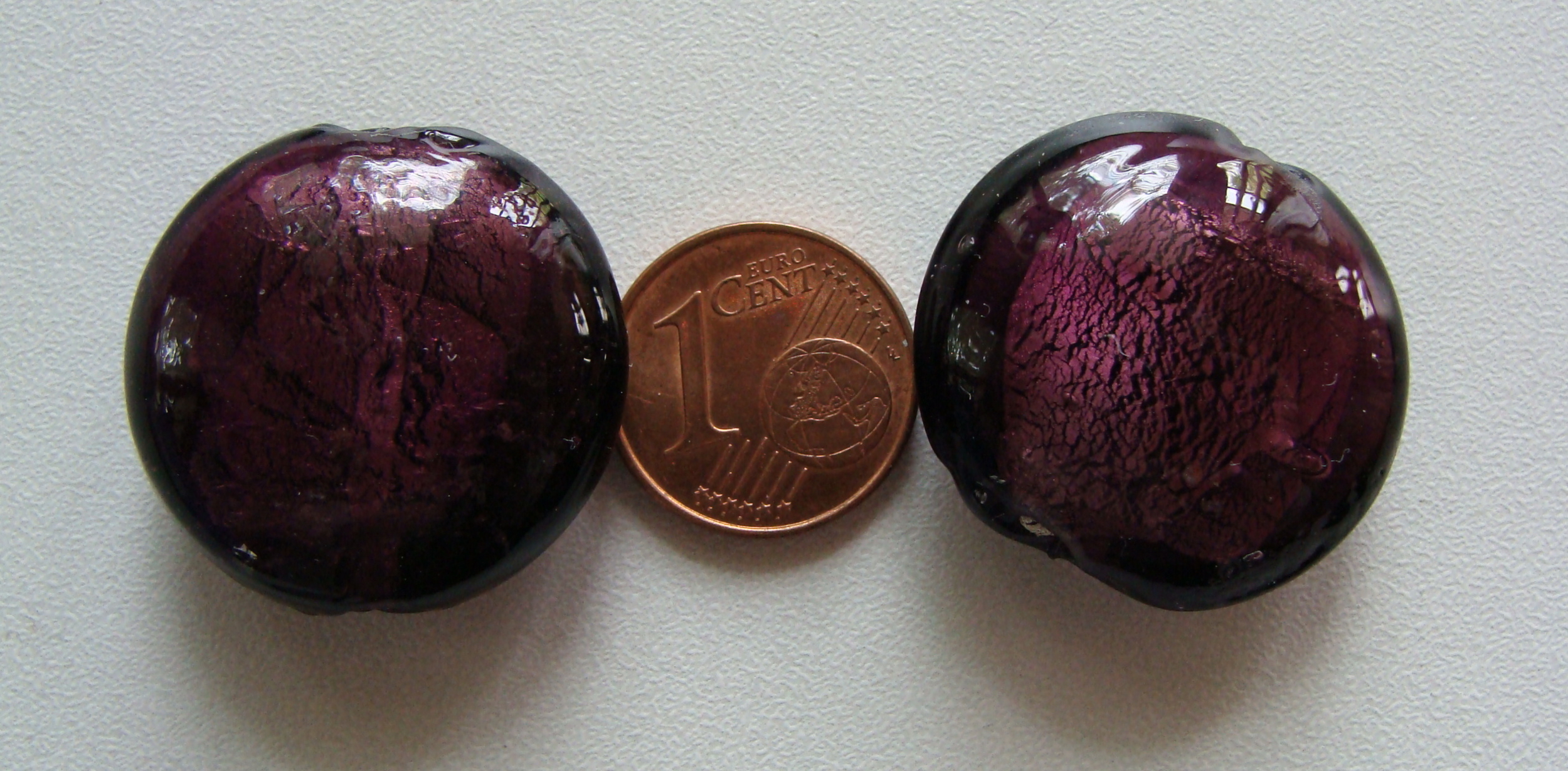 galets style murano simple 25mm violet fonce