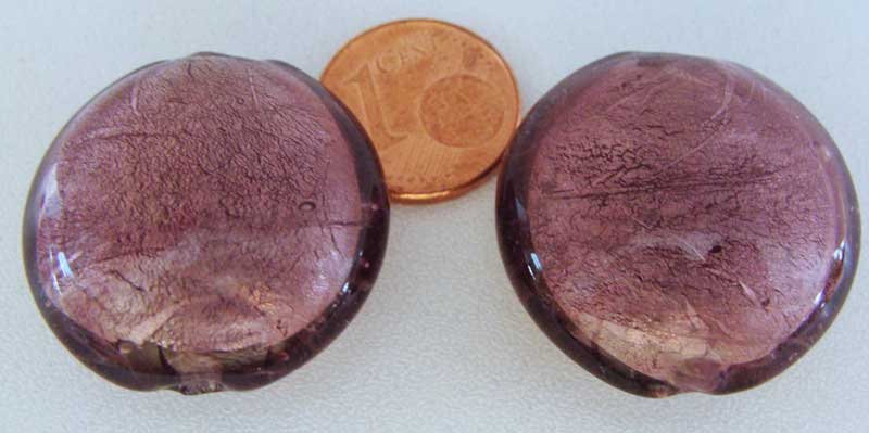 perle galet 25mm murano violet
