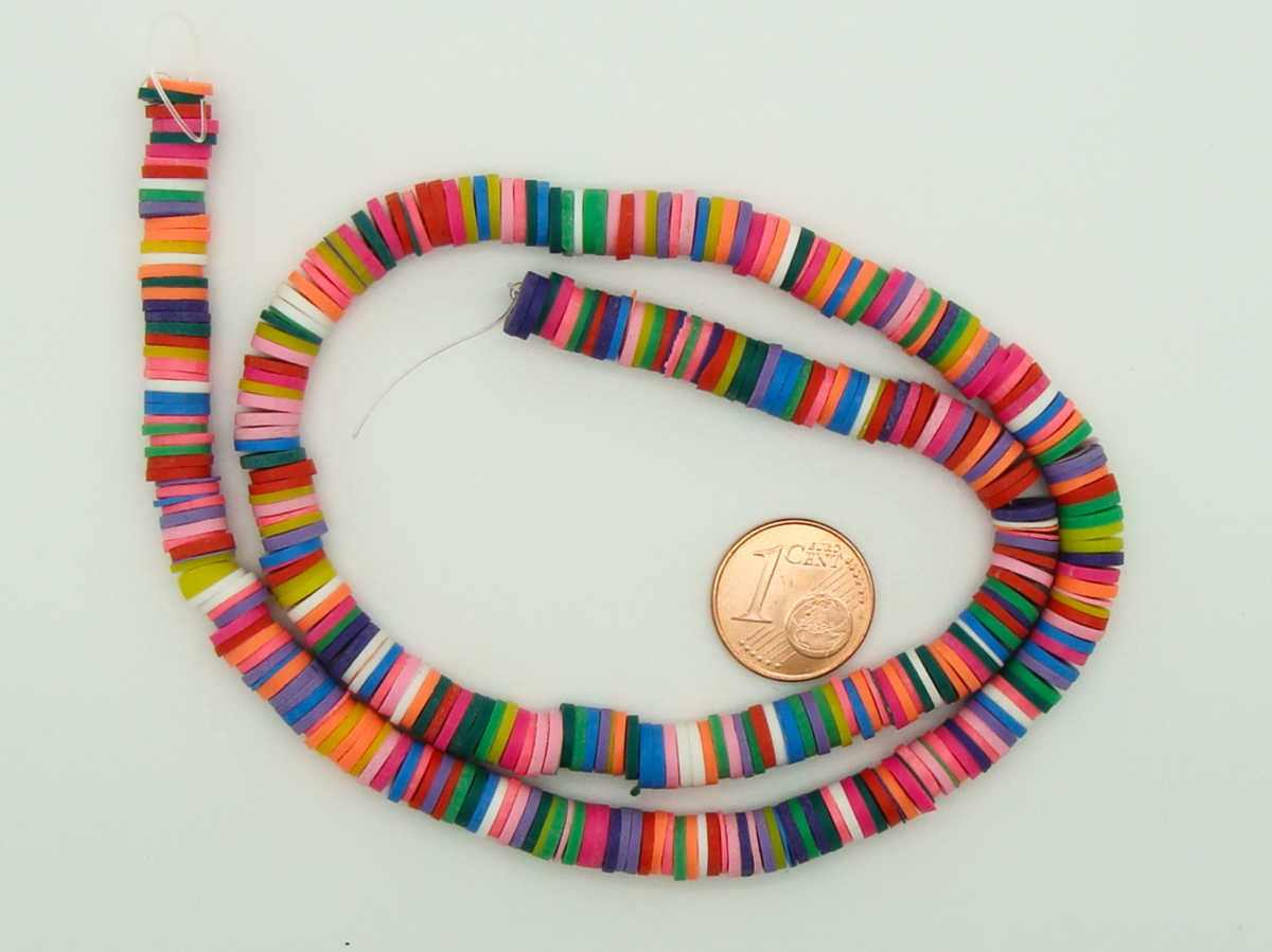 perle rondelle fimo 6mm multicolore