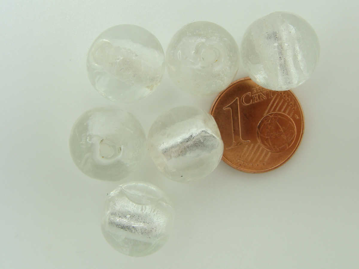 perle murano rond 12mm transparent