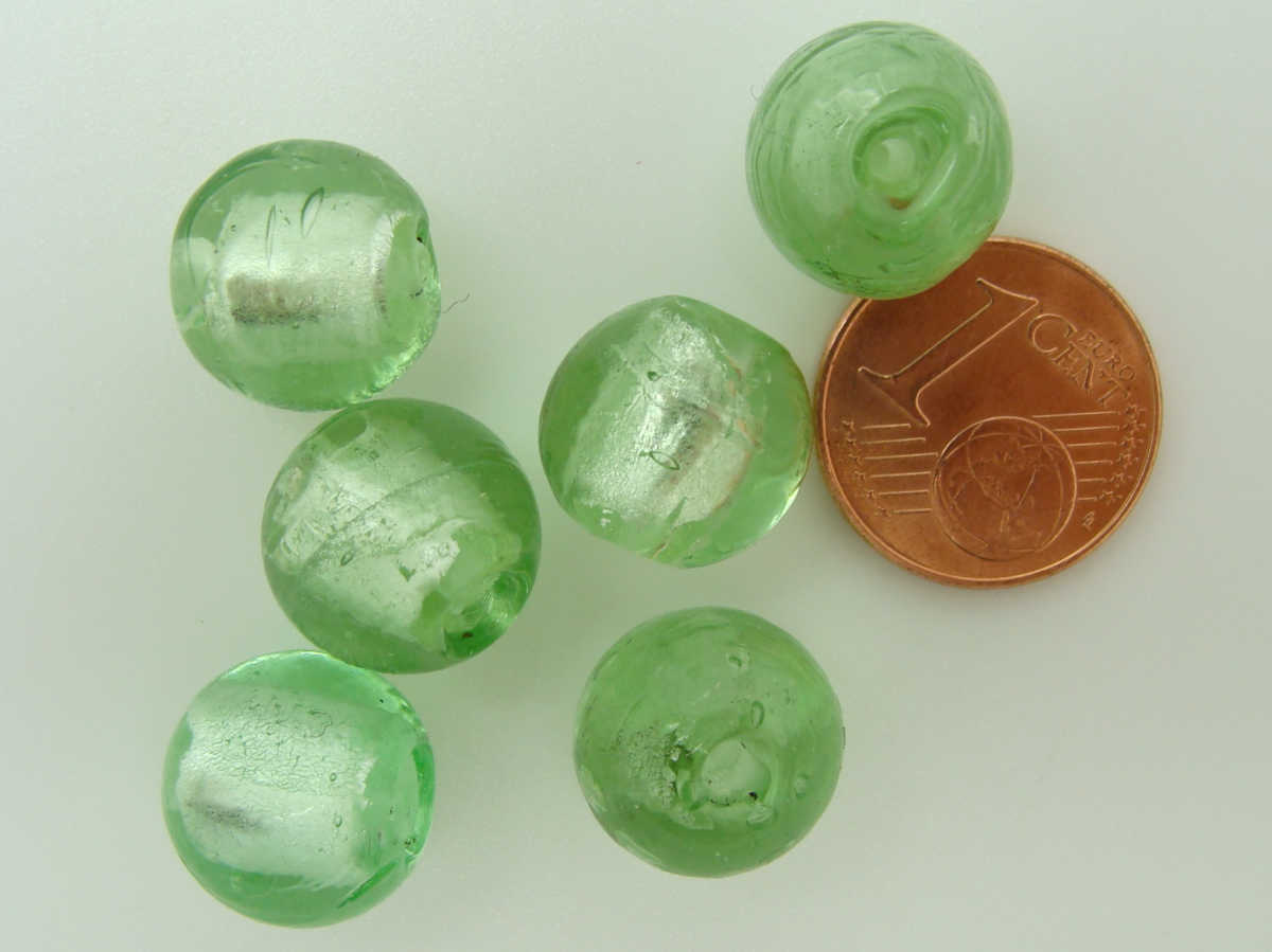 perle murano rond 12mm vert