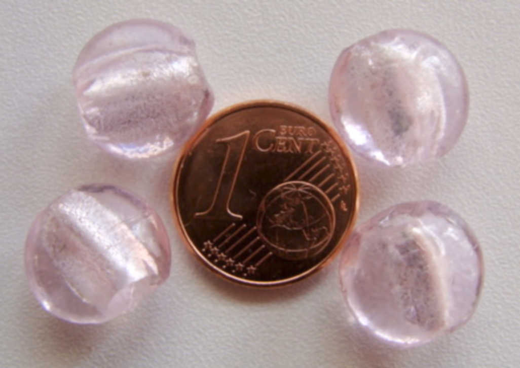 perle murano galet 12mm rose