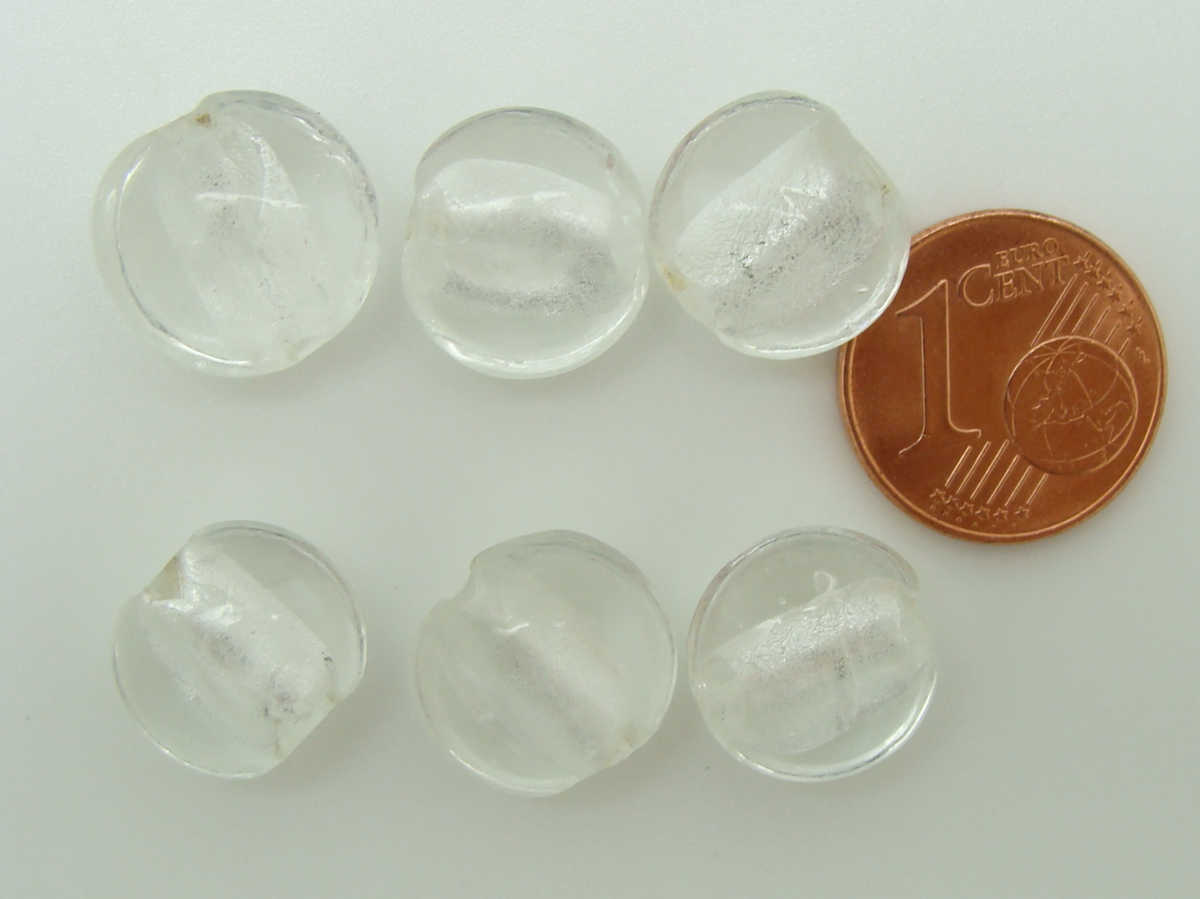 perle murano galet 12mm transparent