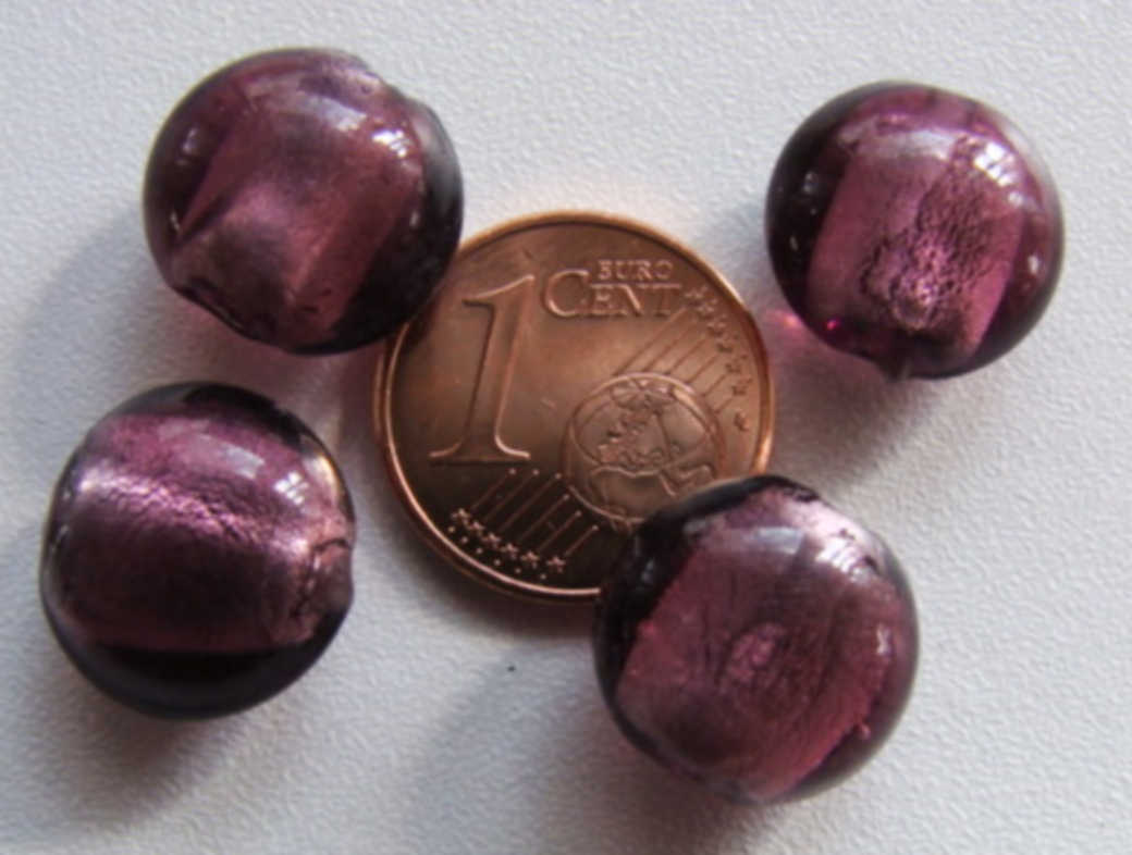 perle murano galet 12mm violet