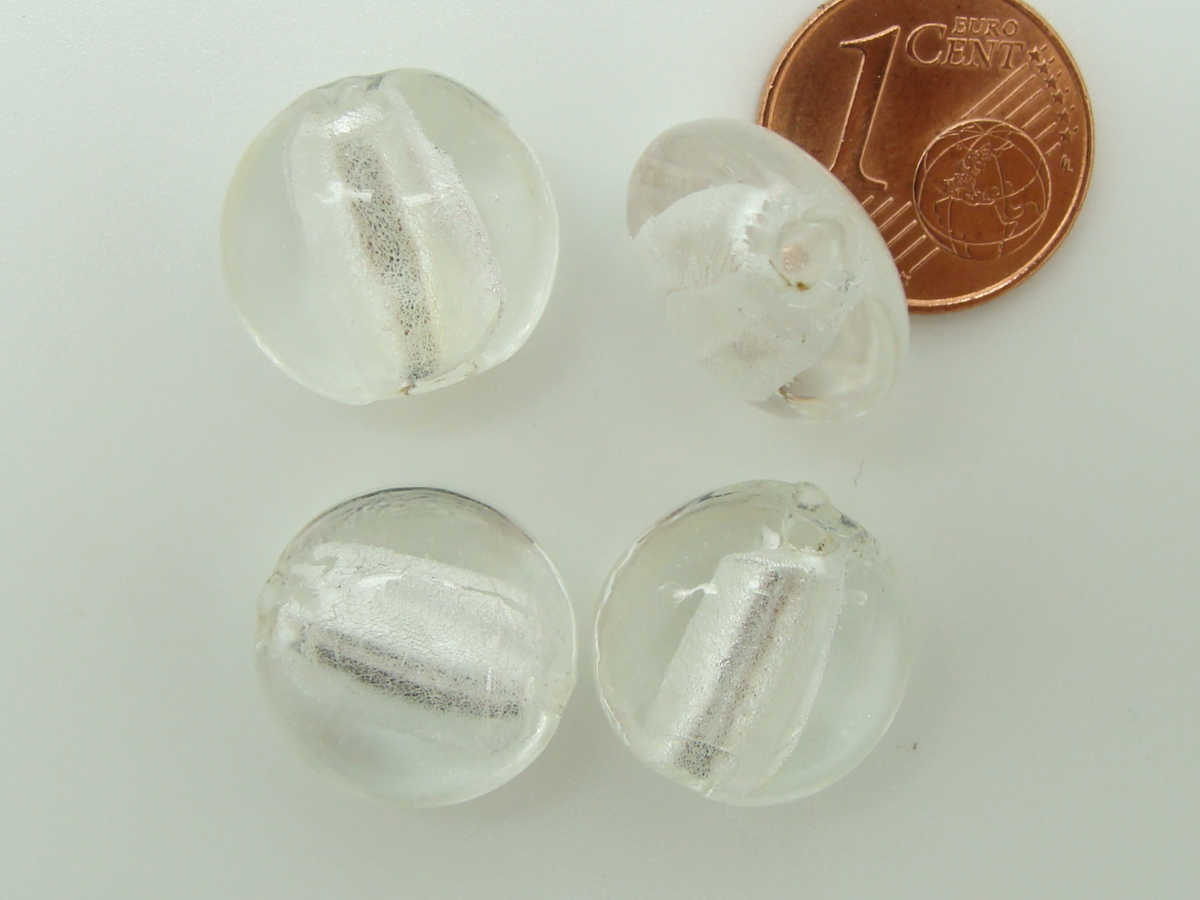 perle murano galet 15mm transparent