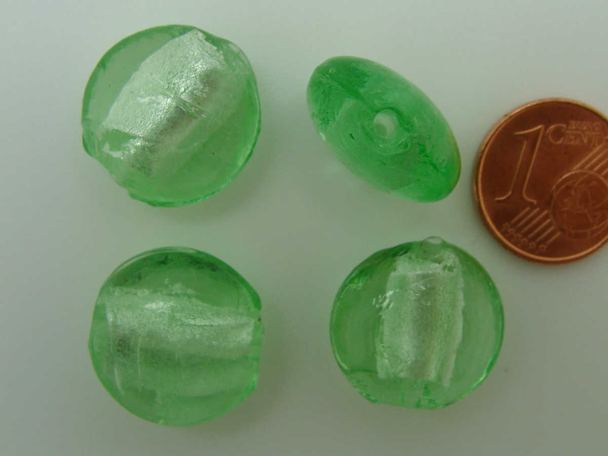 perle murano galet 15mm vert