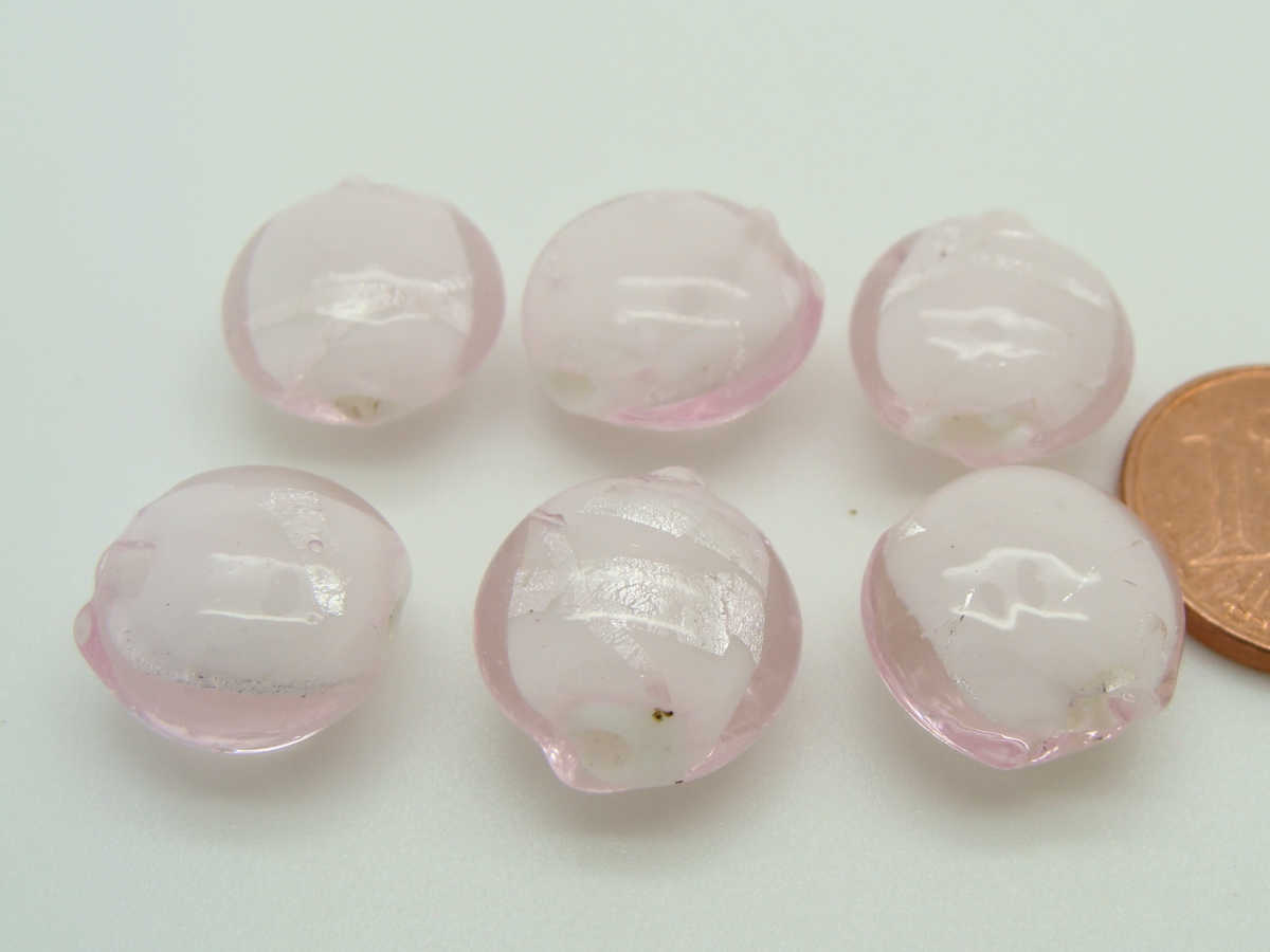 perle verre lampwork 12mm rose rubarg