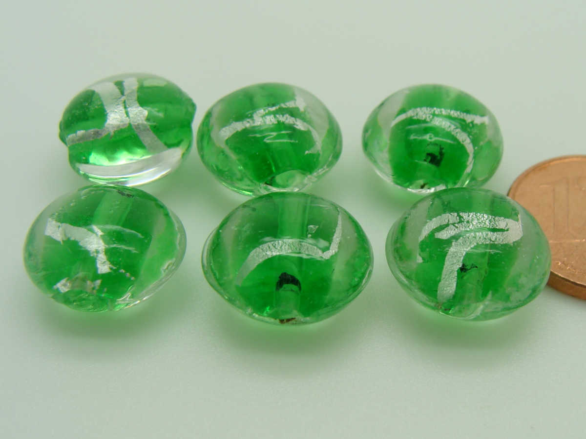 perle verre lampwork 12mm vert rubarg