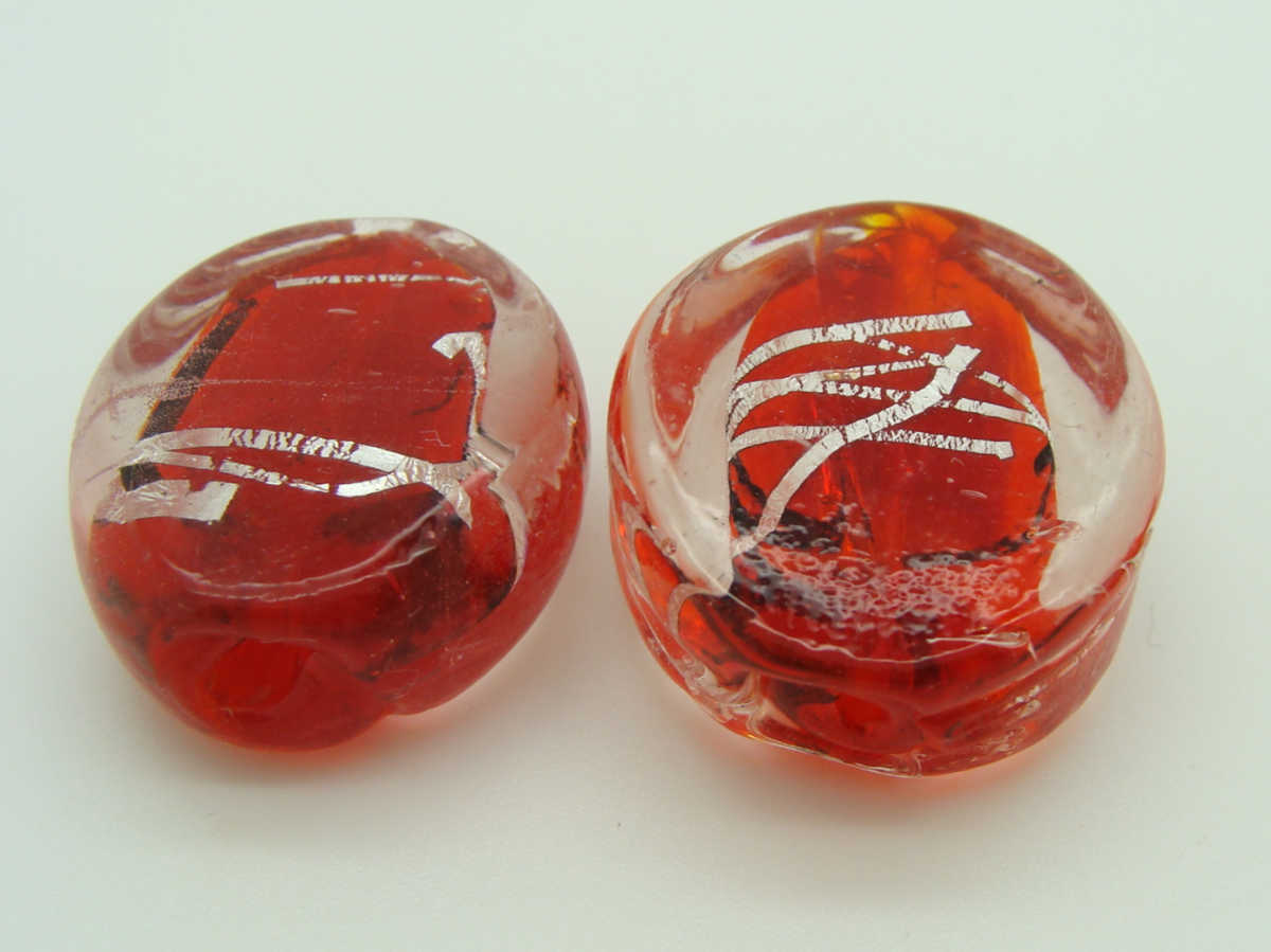 perle verre lampwork 29mm rouge rubarg