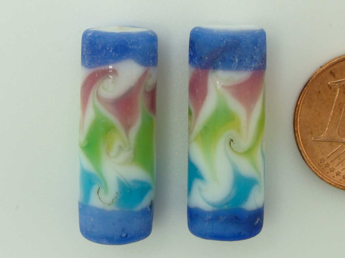 perle tube verre bleu PV21