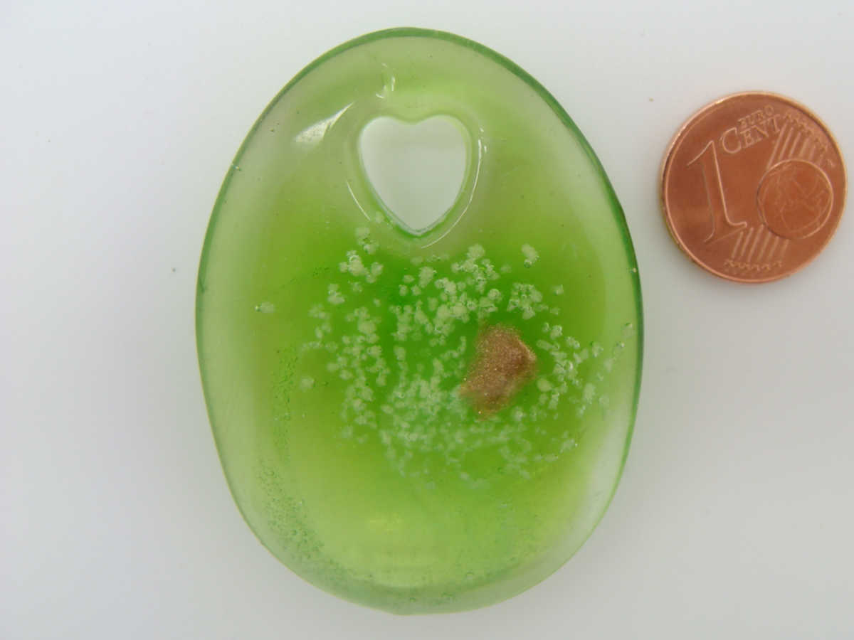 Pendentif ovale verre vert Pend-29