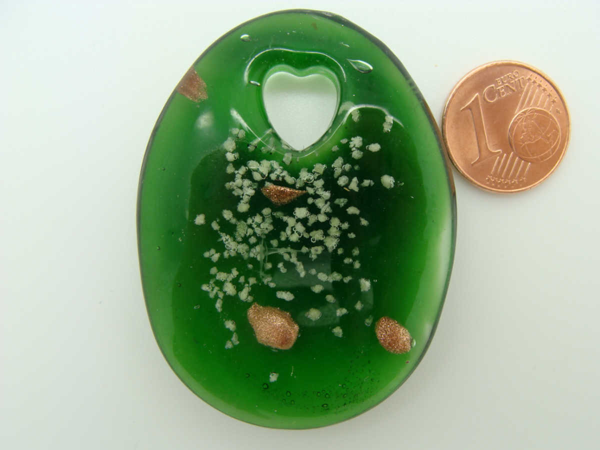Pendentif ovale verre vert fonce Pend-30