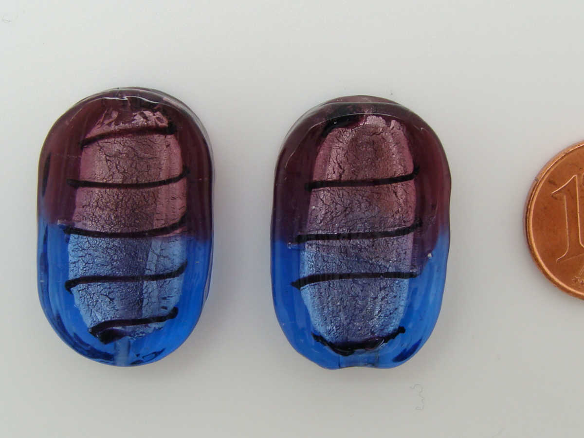 perle verre ovale 26mm bleu violet FA-strie-galet-26mm